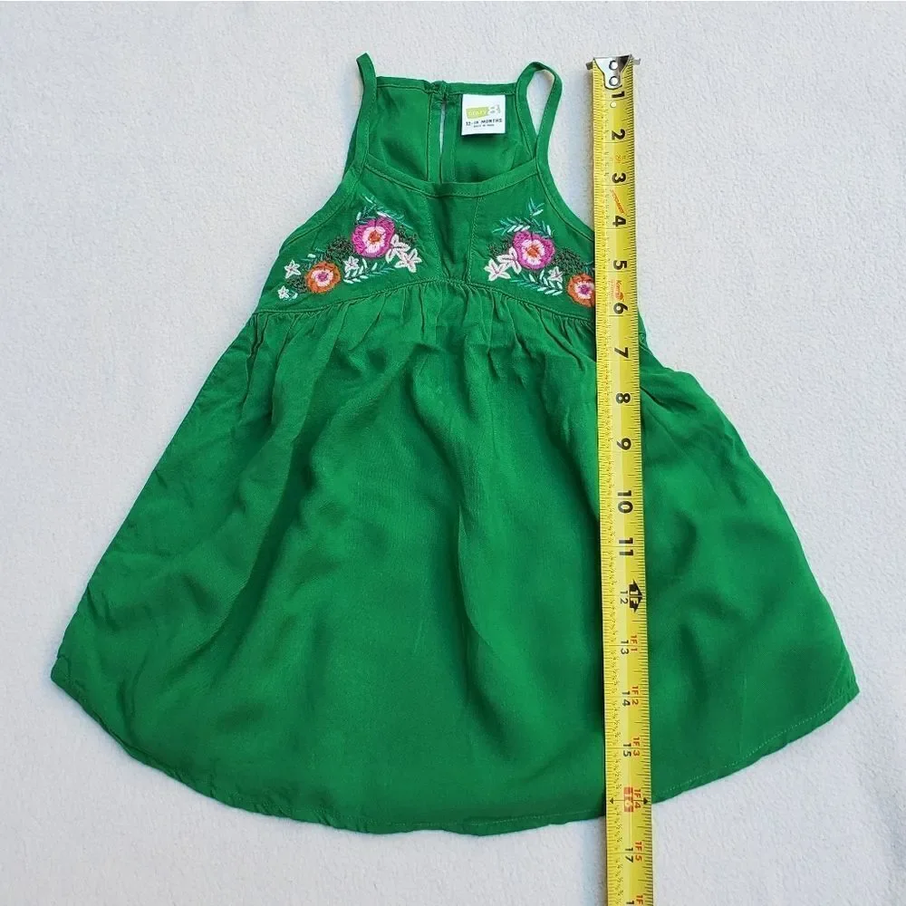 Crazy 8 green floral boho dress Size 12-18 Months